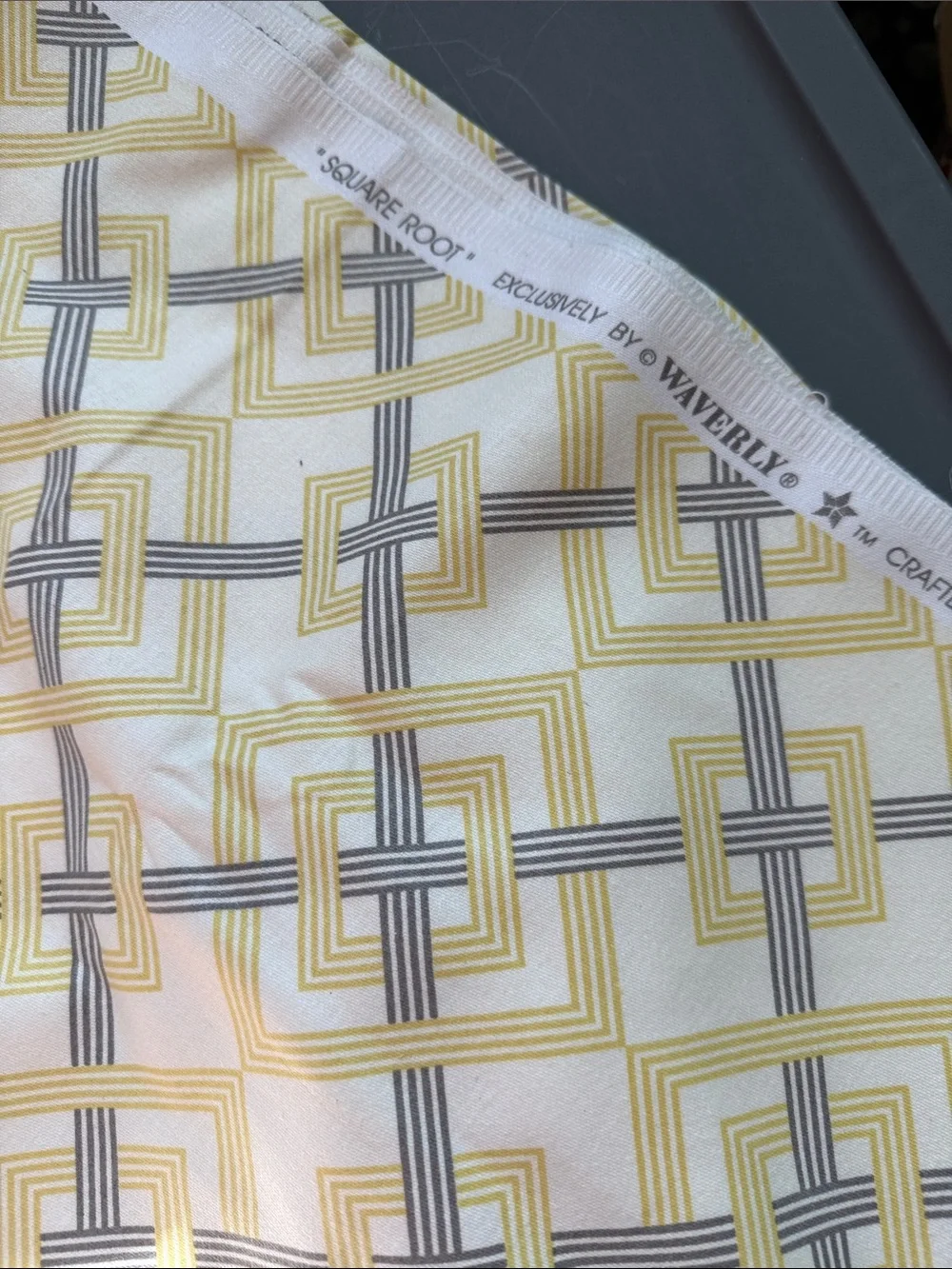 Waverly Geometric Print Fabric in Yellow and Gray 47” by 54”home decor fashion